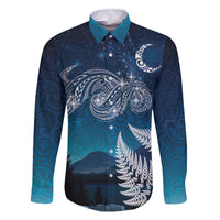 New Zealand Matariki Family Matching Off Shoulder Maxi Dress and Hawaiian Shirt Starry Night Style LT7 Dad's Shirt - Long Sleeve Navy - Polynesian Pride