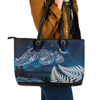 New Zealand Matariki Leather Tote Bag Starry Night Style LT7 - Polynesian Pride