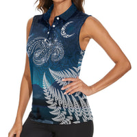 New Zealand Matariki Women Sleeveless Polo Shirt Starry Night Style LT7 - Polynesian Pride