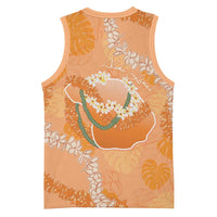 Hawaii Lanai Island Flowers Lei Basketball Jersey Orange Kaunaoa Mix Maile LT7 - Polynesian Pride