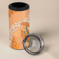 Hawaii Lanai Island Flowers Lei 4 in 1 Can Cooler Tumbler Orange Kaunaoa Mix Maile LT7 - Polynesian Pride