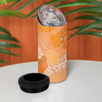 Hawaii Lanai Island Flowers Lei 4 in 1 Can Cooler Tumbler Orange Kaunaoa Mix Maile LT7 - Polynesian Pride
