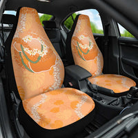 Hawaii Lanai Island Flowers Lei Car Seat Cover Orange Kaunaoa Mix Maile LT7 One Size Orange - Polynesian Pride