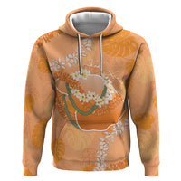 Hawaii Lanai Island Flowers Lei Hoodie Orange Kaunaoa Mix Maile LT7 Pullover Hoodie Orange - Polynesian Pride