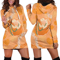 Hawaii Lanai Island Flowers Lei Hoodie Dress Orange Kaunaoa Mix Maile LT7 - Polynesian Pride