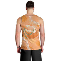Hawaii Lanai Island Flowers Lei Men Tank Top Orange Kaunaoa Mix Maile