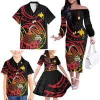 Personalized Milne Bay Family Matching Off The Shoulder Long Sleeve Dress and Hawaiian Shirt PNG Lime Pot with Oro Tapa