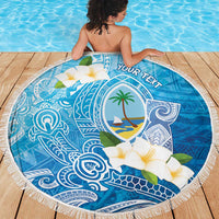 Hafa Adai Guam Chamorro Personalized Beach Blanket Ocean Blue Latte Stone with Guasali - Polynesian Pride