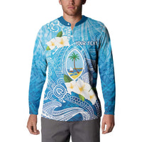 Hafa Adai Guam Chamorro Personalized Button Sweatshirt Ocean Blue Latte Stone with Guasali - Polynesian Pride