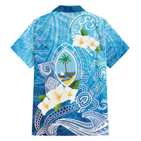 Hafa Adai Guam Chamorro Personalized Family Matching Puletasi and Hawaiian Shirt Ocean Blue Latte Stone with Guasali LT7 - Polynesian Pride