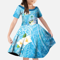 Hafa Adai Guam Chamorro Personalized Family Matching Summer Maxi Dress and Hawaiian Shirt Ocean Blue Latte Stone with Guasali LT7 Daughter's Dress Ocean Blue - Polynesian Pride