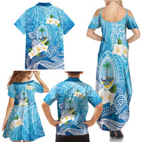 Hafa Adai Guam Chamorro Personalized Family Matching Summer Maxi Dress and Hawaiian Shirt Ocean Blue Latte Stone with Guasali LT7 - Polynesian Pride