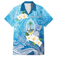 Hafa Adai Guam Chamorro Personalized Family Matching Summer Maxi Dress and Hawaiian Shirt Ocean Blue Latte Stone with Guasali LT7 Dad's Shirt - Short Sleeve Ocean Blue - Polynesian Pride