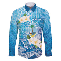 Hafa Adai Guam Chamorro Personalized Family Matching Summer Maxi Dress and Hawaiian Shirt Ocean Blue Latte Stone with Guasali LT7 Dad's Shirt - Long Sleeve Ocean Blue - Polynesian Pride