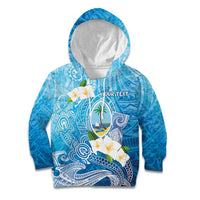 Hafa Adai Guam Chamorro Personalized Kid Hoodie Ocean Blue Latte Stone with Guasali - Polynesian Pride