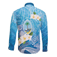 Hafa Adai Guam Chamorro Personalized Long Sleeve Button Shirt Ocean Blue Latte Stone with Guasali - Polynesian Pride