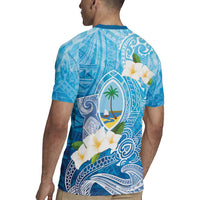 Hafa Adai Guam Chamorro Personalized Rugby Jersey Ocean Blue Latte Stone with Guasali - Polynesian Pride