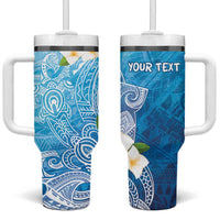Hafa Adai Guam Chamorro Personalized Tumbler With Handle Ocean Blue Latte Stone with Guasali - Polynesian Pride