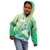 Hafa Adai Guam Chamorro Personalized Kid Hoodie Summer Green Latte Stone with Guasali - Polynesian Pride