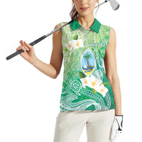 Hafa Adai Guam Chamorro Personalized Women Sleeveless Polo Shirt Summer Green Latte Stone with Guasali - Polynesian Pride