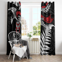 New Zealand Maori Rugby Personalised Window Curtain Ta Moko Silver Fern