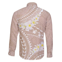 Polynesian Vintage Floral Family Matching Long Sleeve Bodycon Dress and Hawaiian Shirt Beige Motifs LT7 - Polynesian Pride