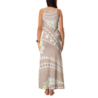 Polynesian Vintage Floral Family Matching Tank Maxi Dress and Hawaiian Shirt Beige Motifs LT7 - Polynesian Pride