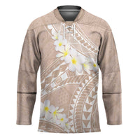 Polynesian Vintage Floral Hockey Jersey Beige Motifs - Polynesian Pride