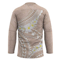 Polynesian Vintage Floral Hockey Jersey Beige Motifs - Polynesian Pride