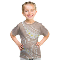 Polynesian Vintage Floral Kid T Shirt Beige Motifs - Polynesian Pride