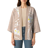 Polynesian Vintage Floral Kimono Beige Motifs - Polynesian Pride