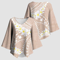 Polynesian Vintage Floral Kimono Sleeve Blouse Beige Motifs - Polynesian Pride