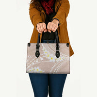 Polynesian Vintage Floral Leather Bag Beige Motifs - Polynesian Pride