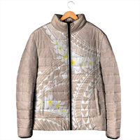 Polynesian Vintage Floral Padded Jacket Beige Motifs - Polynesian Pride