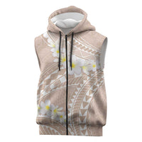Polynesian Vintage Floral Sleeveless Zip Hoodie Beige Motifs - Polynesian Pride