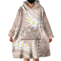 Polynesian Vintage Floral Wearable Blanket Hoodie Beige Motifs - Polynesian Pride