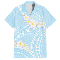 Polynesian Vintage Floral Family Matching Tank Maxi Dress and Hawaiian Shirt Azure Motifs LT7 Dad's Shirt - Short Sleeve Azure - Polynesian Pride