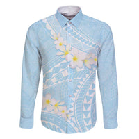 Polynesian Vintage Floral Family Matching Tank Maxi Dress and Hawaiian Shirt Azure Motifs LT7 Dad's Shirt - Long Sleeve Azure - Polynesian Pride