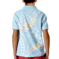 Polynesian Vintage Floral Kid Polo Shirt Azure Motifs - Polynesian Pride