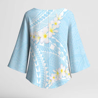Polynesian Vintage Floral Kimono Sleeve Blouse Azure Motifs - Polynesian Pride