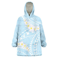 Polynesian Vintage Floral Wearable Blanket Hoodie Azure Motifs - Polynesian Pride