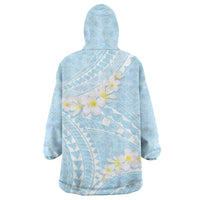Polynesian Vintage Floral Wearable Blanket Hoodie Azure Motifs - Polynesian Pride