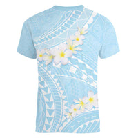 Polynesian Vintage Floral Women V-Neck T-Shirt Azure Motifs LT7 - Polynesian Pride