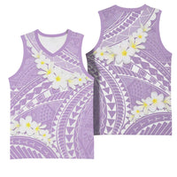 Polynesian Vintage Floral Basketball Jersey Lavender Motifs - Polynesian Pride