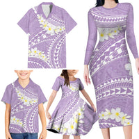 Polynesian Vintage Floral Family Matching Long Sleeve Bodycon Dress and Hawaiian Shirt Lavender Motifs LT7 - Polynesian Pride