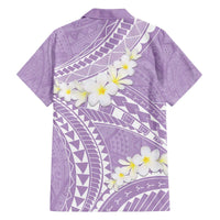 Polynesian Vintage Floral Family Matching Off The Shoulder Long Sleeve Dress and Hawaiian Shirt Lavender Motifs - Polynesian Pride