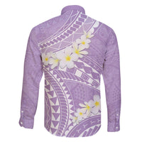 Polynesian Vintage Floral Family Matching Off The Shoulder Long Sleeve Dress and Hawaiian Shirt Lavender Motifs - Polynesian Pride