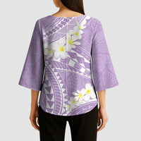 Polynesian Vintage Floral Kimono Sleeve Blouse Lavender Motifs - Polynesian Pride