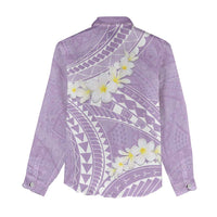 Polynesian Vintage Floral Women Casual Shirt Lavender Motifs - Polynesian Pride
