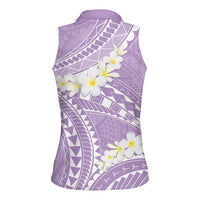 Polynesian Vintage Floral Women Sleeveless Polo Shirt Lavender Motifs LT7 - Polynesian Pride